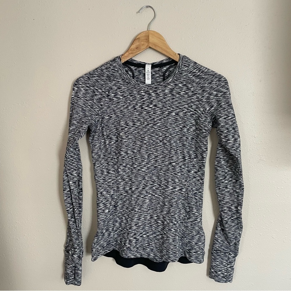 Lululemon 🍋 Runderful Long Sleeve Spaced Put Space Dye Black 6 - Picture 8 of 12